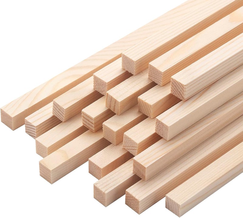 Coowayze Square Wooden Dowel Rods Wooden Sticks for Craft 3/8" x 15", 20 PCS Square Wood Sticks Wood Dowels for Crafts, Unfinished Hardwood Strips Slats for Crafting, Arts and DIYers, Home Decor, Woodworking - Image 1